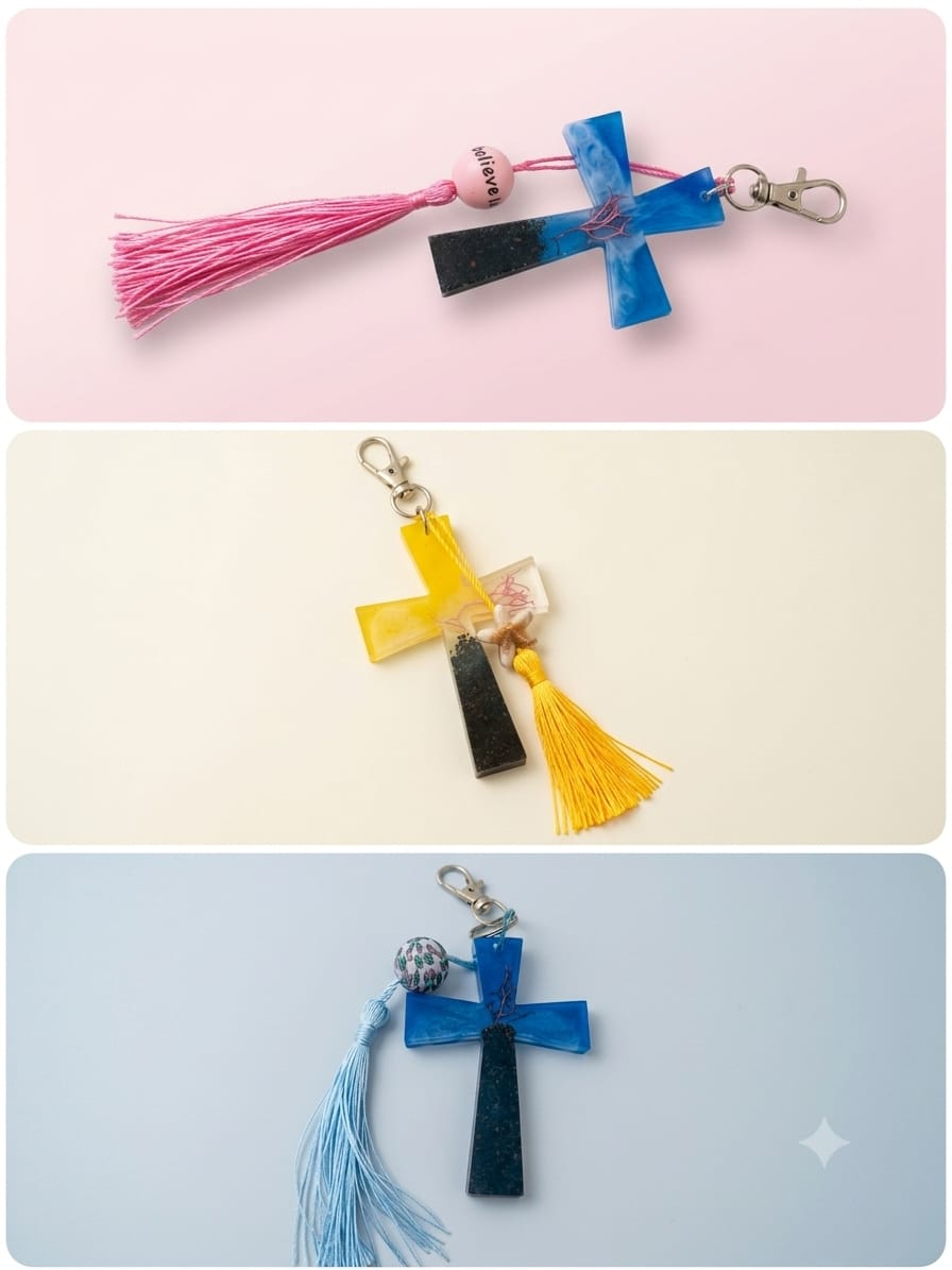 Epoxy bag clip   -Our faith is our Strength Cross